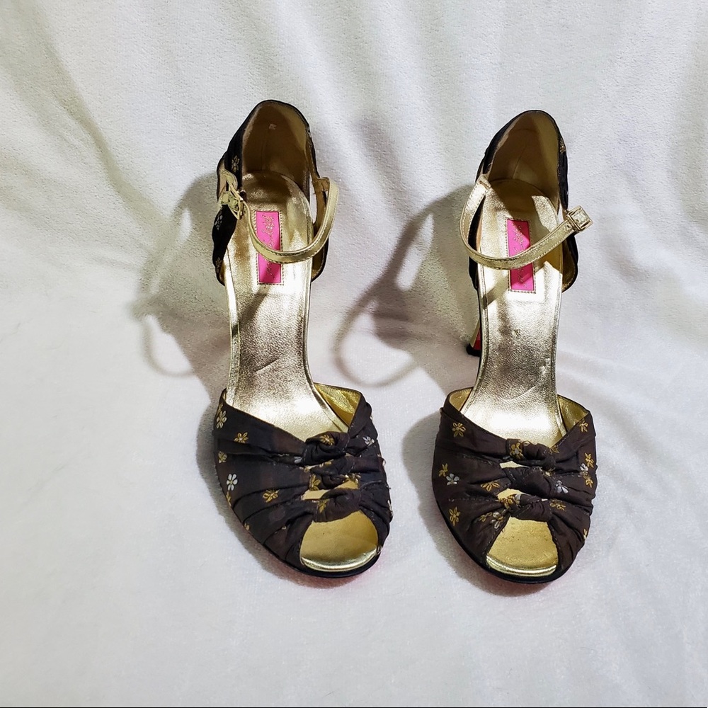 Betsey Johnson Warwick Brown and Gold Heels- Women’s Size 10